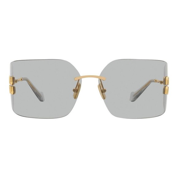 Miu Miu Sunglasses MU 54YS Gold Light Grey Blue 5AK3/0B Logo Women AUTHENTIC